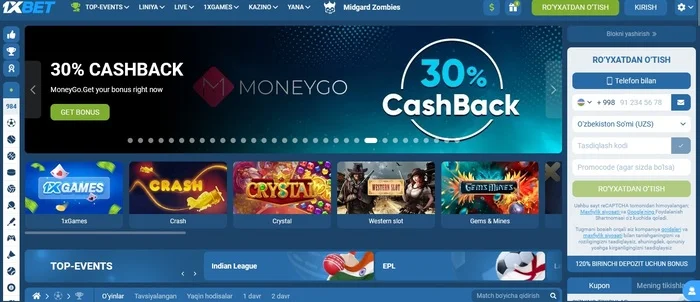 1xBet UZ - O‘zbekistondagi bukmeker rasmiy sayti