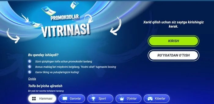 1xBet uz online promokodi