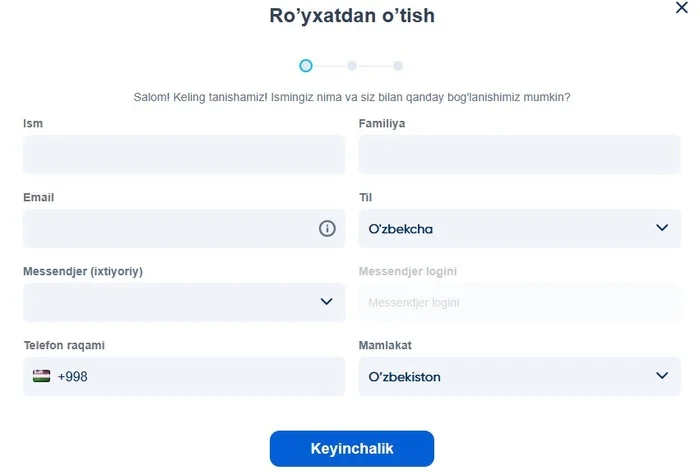 Yangi hamkorni ro‘yxatdan o‘tkazish va shaxsiy kabinetga kirish 1xBet Uz